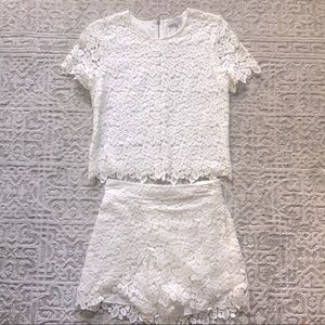 1.State, S/XS Cream, Lace Top and skort outfit